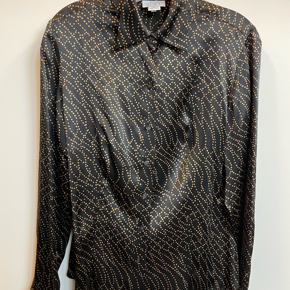 LOFT Black and Gold Blouse